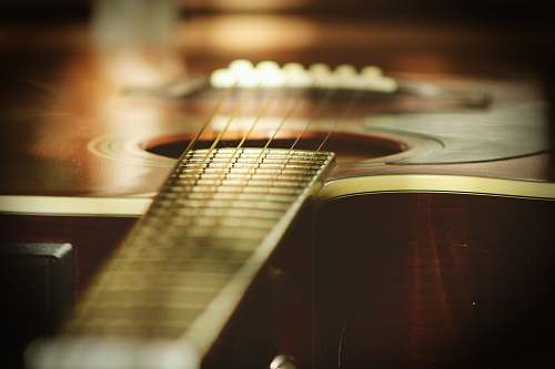 leisure activities selective focus photography of wooden classical guitar musical instrument